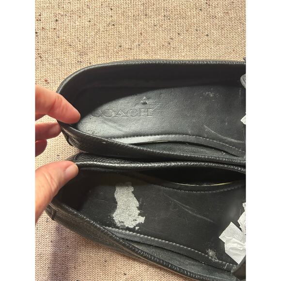 Coach Frederica Black Leather Driving Loafers Women’s 8.5 Silver Logo Badge - Picture 4 of 4